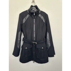 Diesel Dupont Teflon Blazer Jacket Wool Full Zip Leather Black Women's Medium